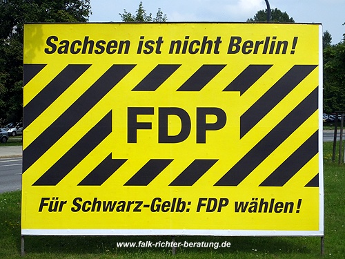 Baustelle FDP Wahlwerbung zur Landtagswahl Sachsen 2014